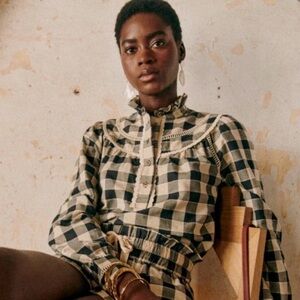 SÉZANE…Bailey shirt…black/ecru…size 4…EUC